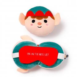 Relaxeazzz Christmas Elf Plush Travel Pillow & Eye Mask - Nakkepude